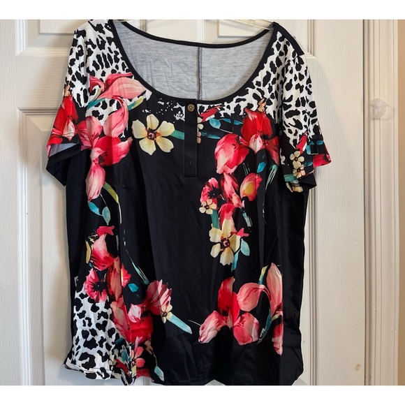 Women's Plus Size Floral Relaxed-Fit Casual Summer Vacation Blouse Top 18W-20W - Picture 5 of 7